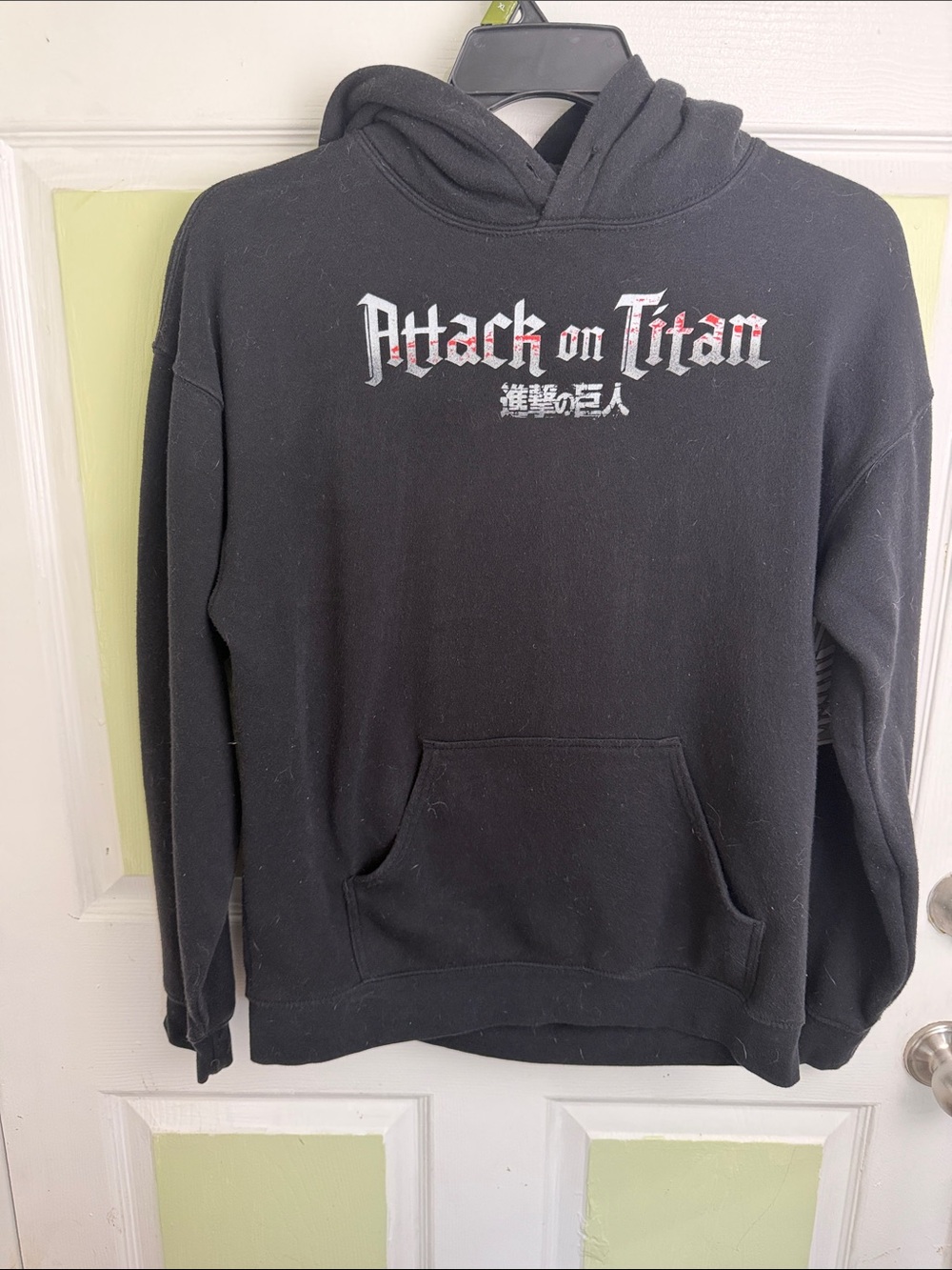 Men's Black 'Attack on Titan' Graphic Hoodie - Pullover Sweatshirt